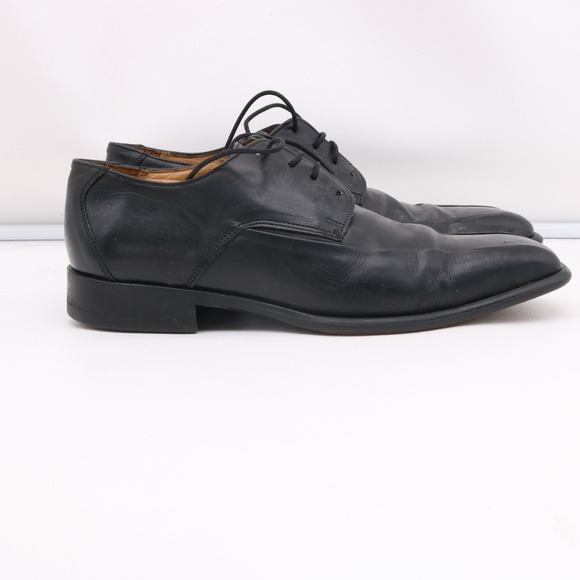 Kenneth Cole Oxford Shoes Mens 8  Black Leather Made in Italy Bicycle Toe Laces - Picture 1 of 10